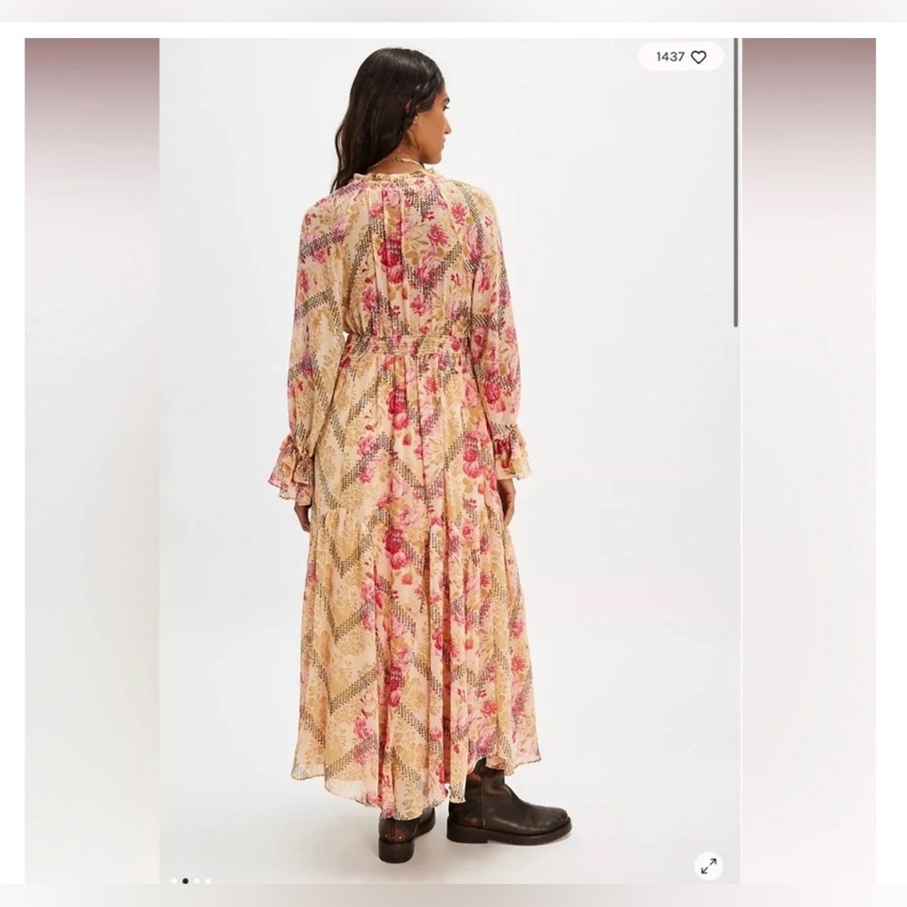NWOT Free People Floral Tiered Maxi Dress in Cream and Pink